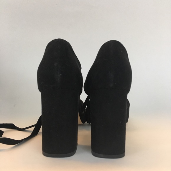 Loft lace up black suede leather block heel sandal - Picture 3 of 8